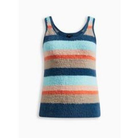 TORRID PULLOVER STRIPED EYELASH KNIT CAMI SWEATER SIZE 2 (CAMI ONLY) - Picture 1 of 9
